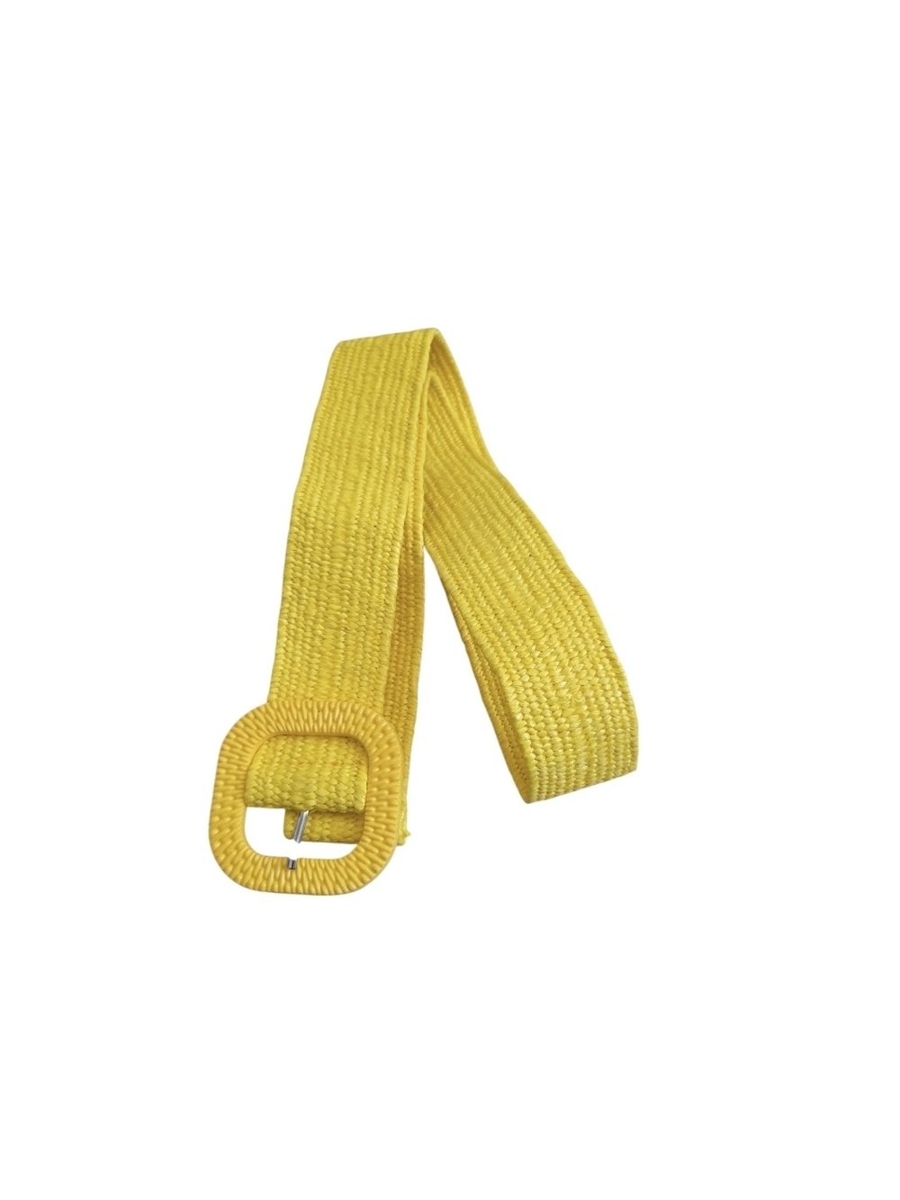4/$15 Bright Yellow Woven Stretchy Belt with Matching Buckle 29" - Picture 2 of 6